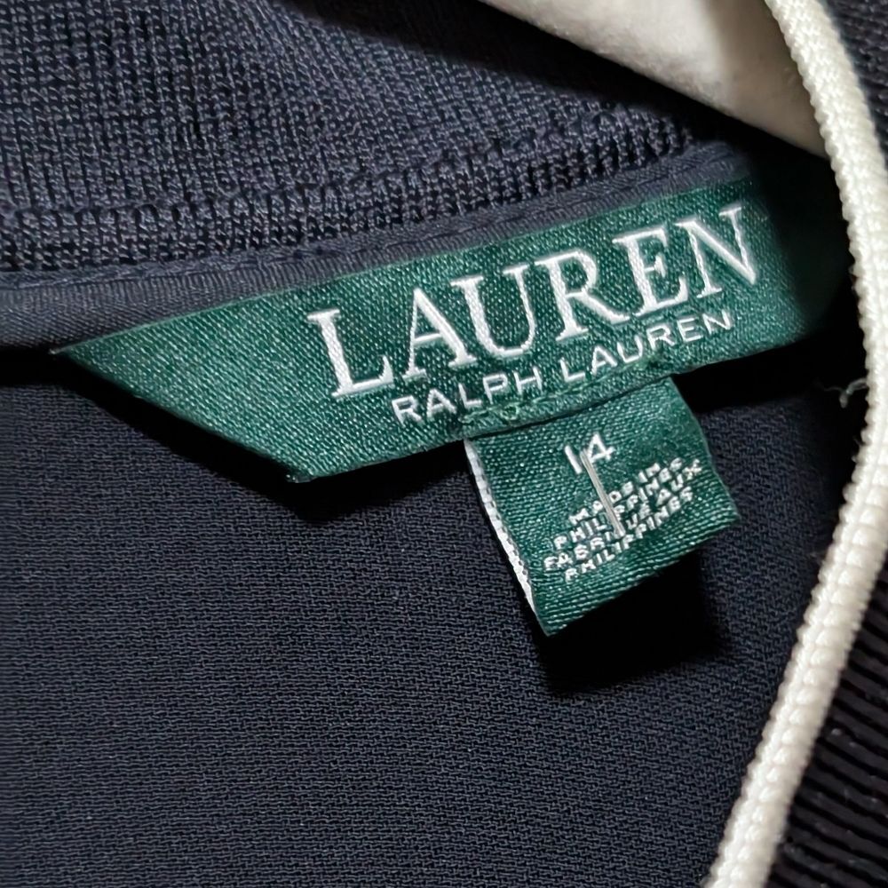 Ralph Lauren navy jumpsuit drawl string waist one piece nautical preppy size 14 - Picture 4 of 11